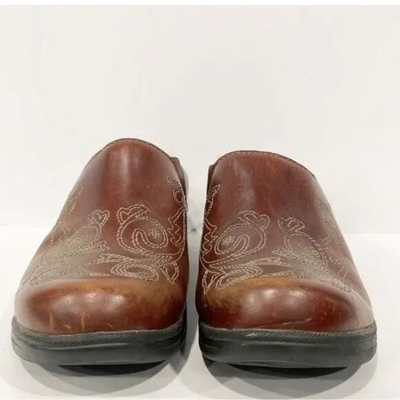 Ariat Savannah Clogs Platform Embroidered Genuine Leather Mahogany Women’s 6.5B - Picture 3 of 13